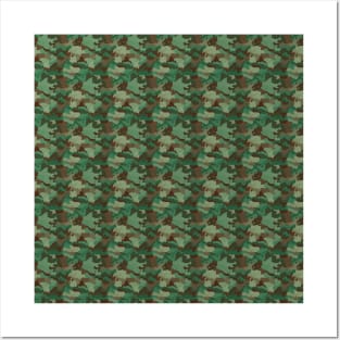 Small Military Army Green and Khaki Brown Camo Camouflage Print Posters and Art